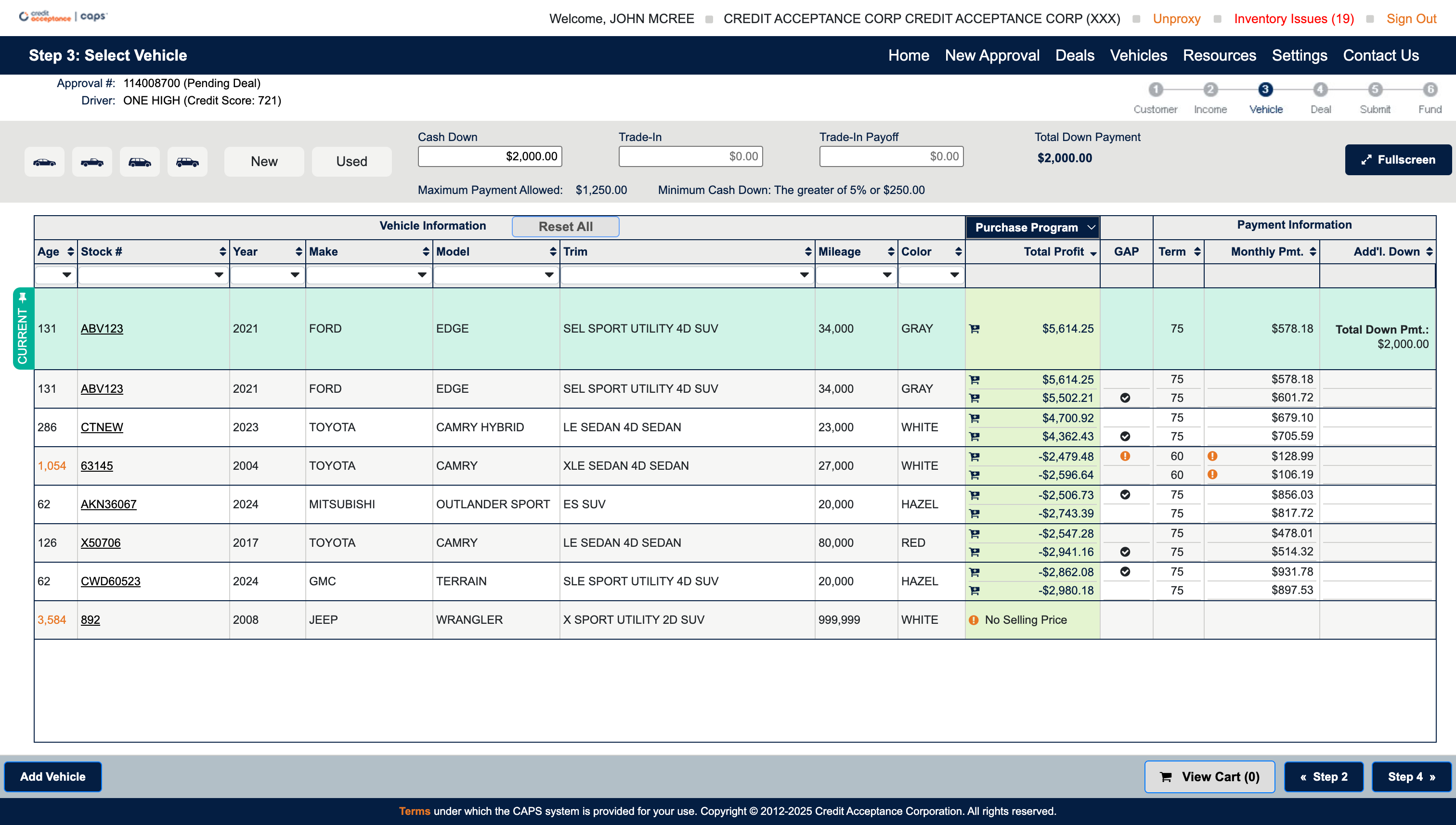 Before: the original dealer application flow